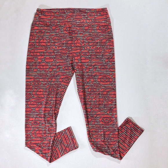 LULAROE Tall & Curvy TC Stretch Knit Leggings Multi-Color Orange Purple Stripe - Picture 1 of 8